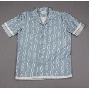 Cigar Couture Button Down Short Shirt Mens Gray All Over Print Chain Unique Sz L